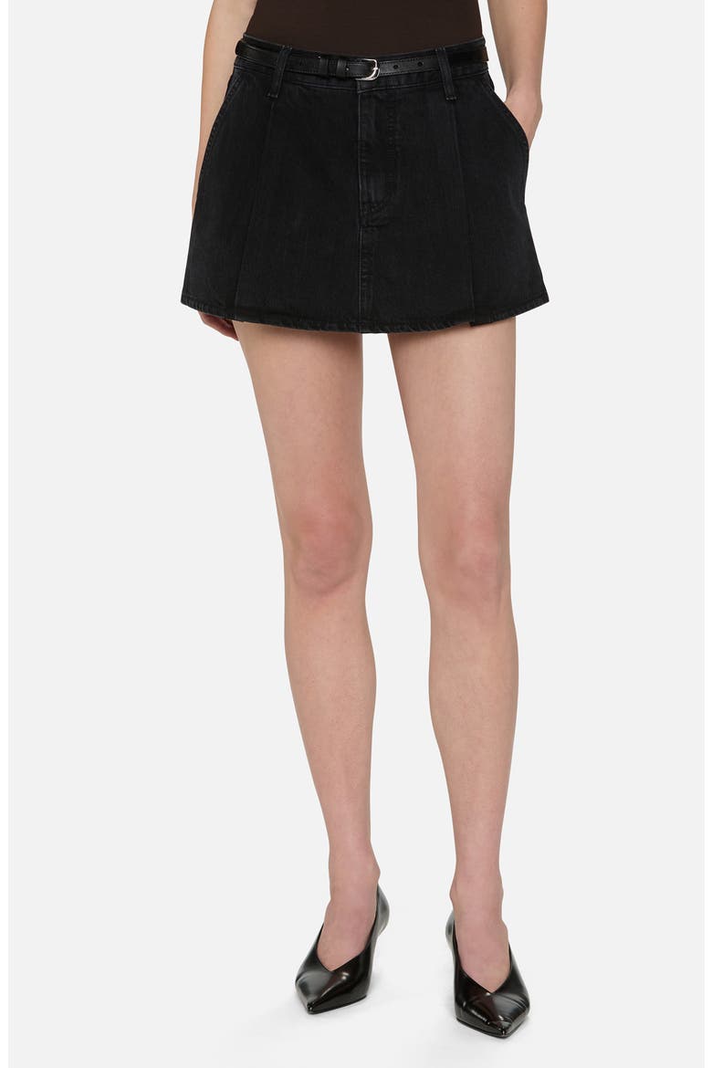 The Pleated Denim Miniskirt, Main, color, AXIOM