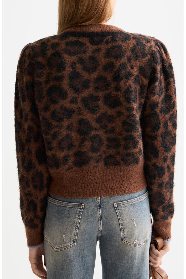 Fuzzy Jacquard Cardigan, Alternate, color, PEACE LEOPARD