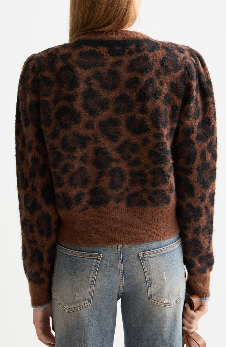 Scotch & Soda Fuzzy Jacquard Cardigan, Alternate, color, Peace Leopard
