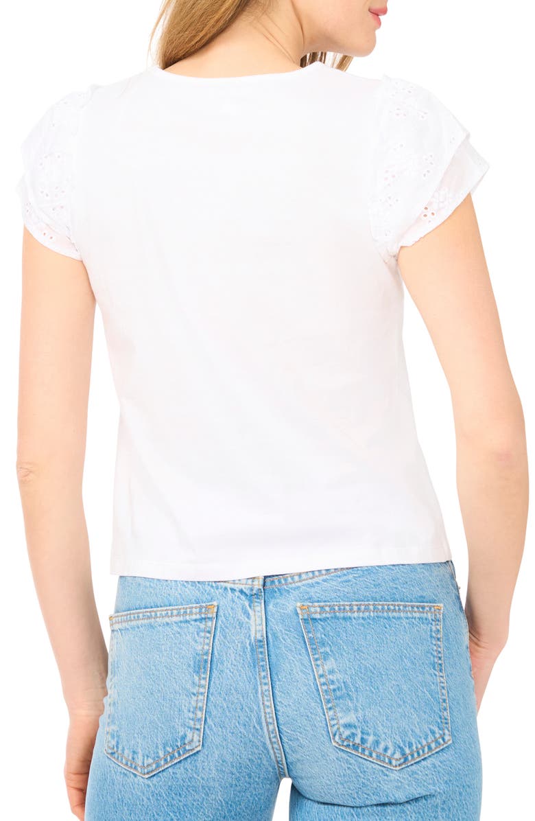 CeCe Double Ruffle Sleeve Top, Alternate, color, Ultra White