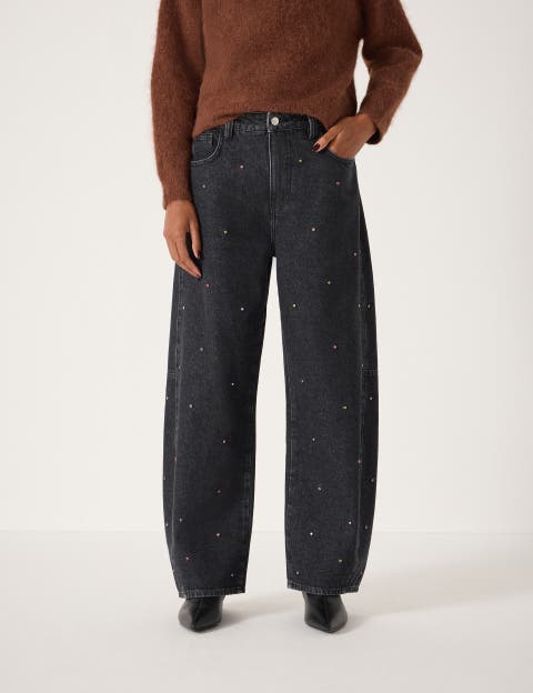Embellished Bree Barrel Leg Jeans