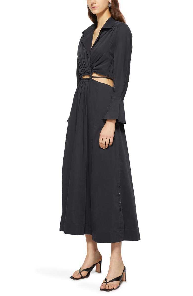 Simkhai Jonathan Simkhai Alex Pleated Poplin Long Sleeve Dress, Alternate, color, 