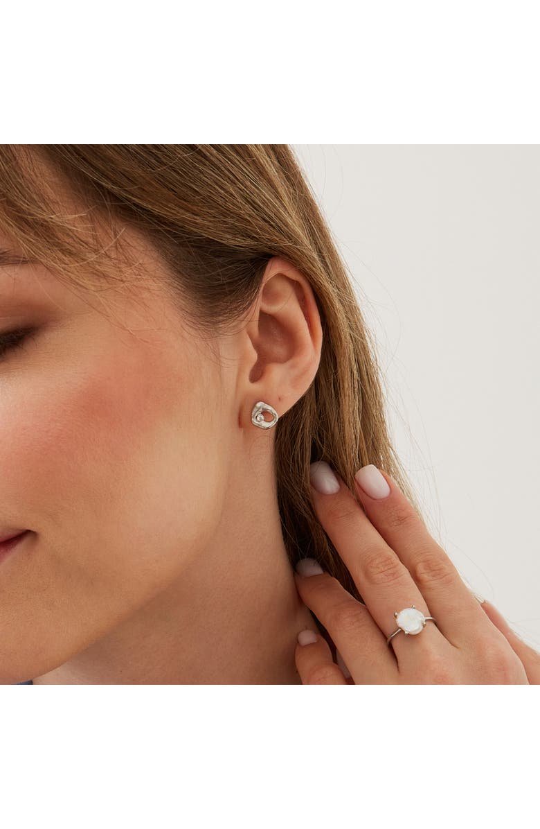 Spero London Dripping Molten Natural Textured Sterling Silver Authentic Earrings, Alternate, color, Silver