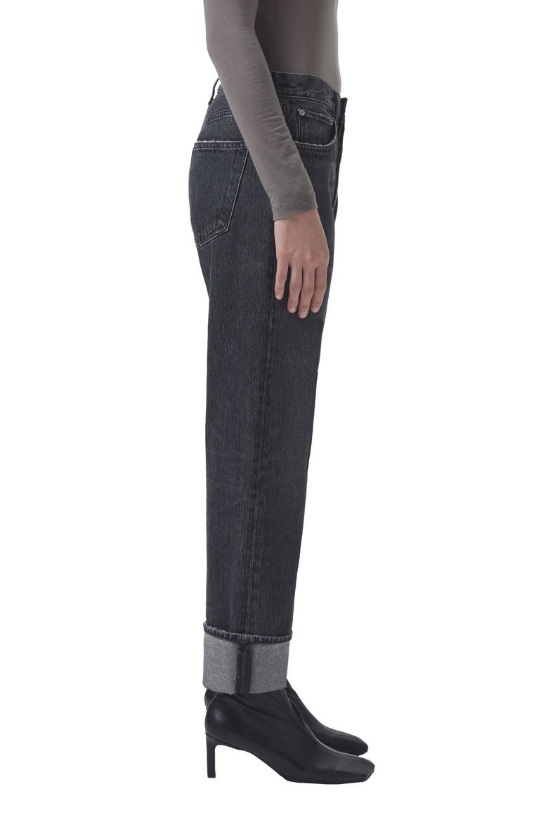Fran Cuffed Organic Cotton Ankle Straight Leg Jeans, Alternate, color, DITCH