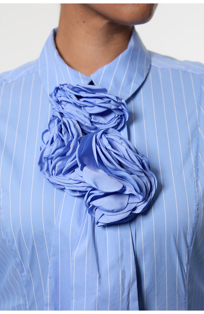 Karen Millen Rosette Woven Shirt Maxi Dress, Alternate, color, Blue