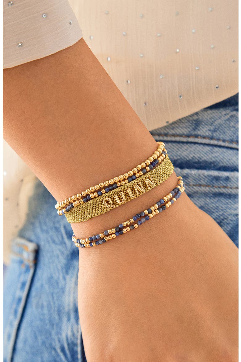 Sadie Set of 3 Semiprecious Bead Stretch Bracelets, Alternate, color, NAVY