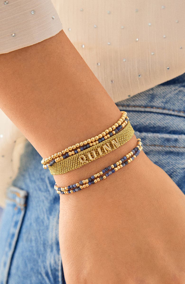 BaubleBar Sadie Set of 3 Semiprecious Bead Stretch Bracelets, Alternate, color, Navy