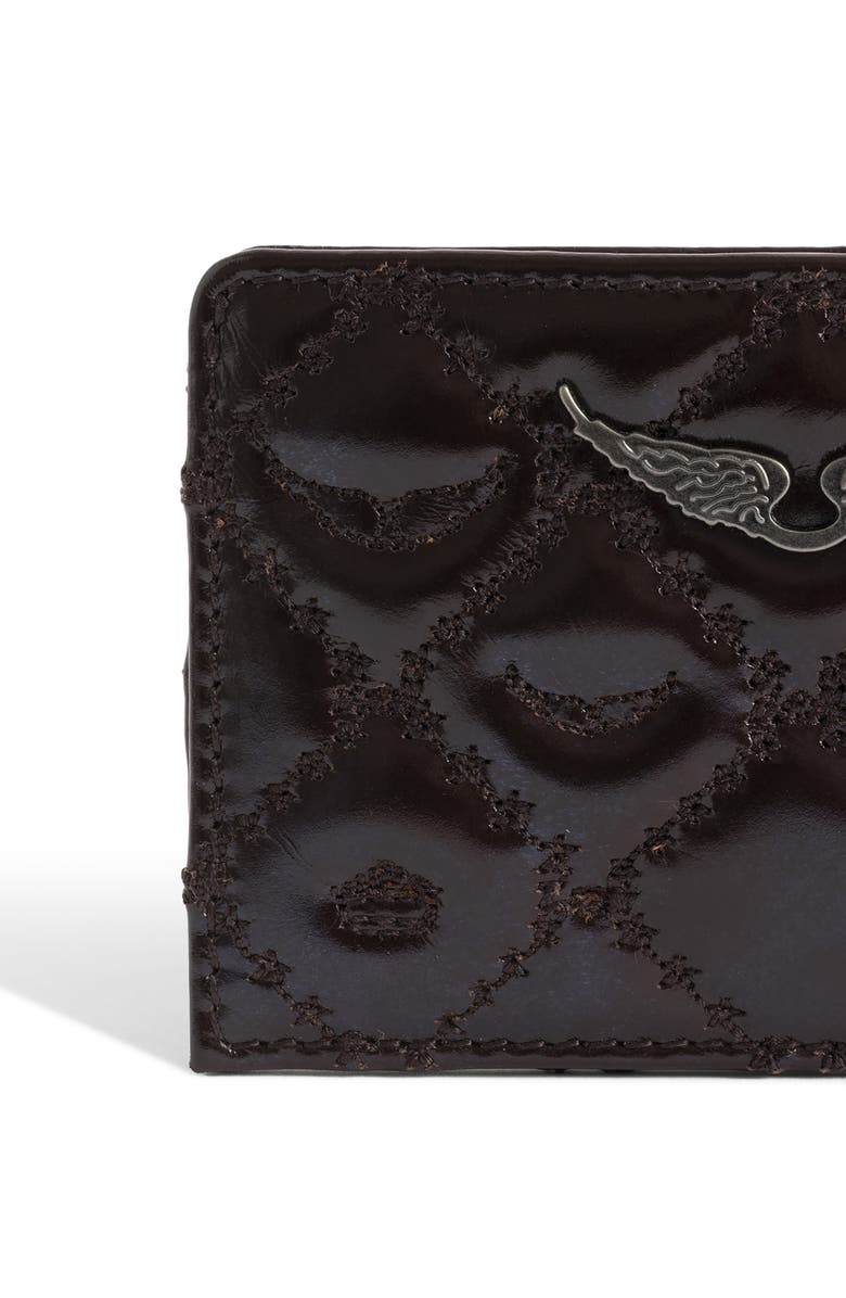 Zadig & Voltaire Pass Vintage Monogram Quilted Leather Card Case, Alternate, color, Brownie