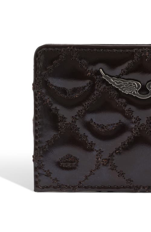 Zadig & Voltaire Pass Vintage Monogram Quilted Leather Card Case In Brown