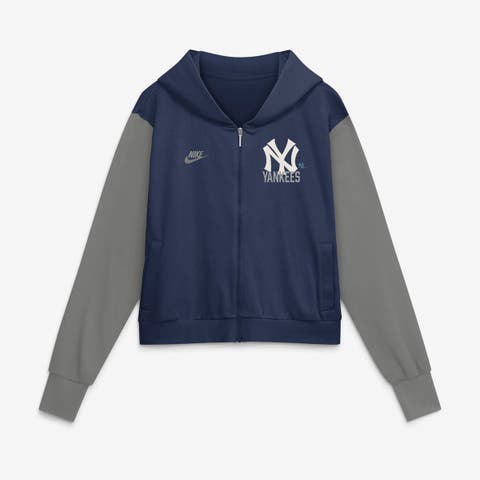 Women's Nike Navy/Gray New York Yankees Cooperstown Collection Cropped Full-Zip Hoodie