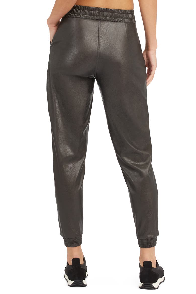 Faux Leather Jogger Pants, Alternate, color, NOIR BLACK