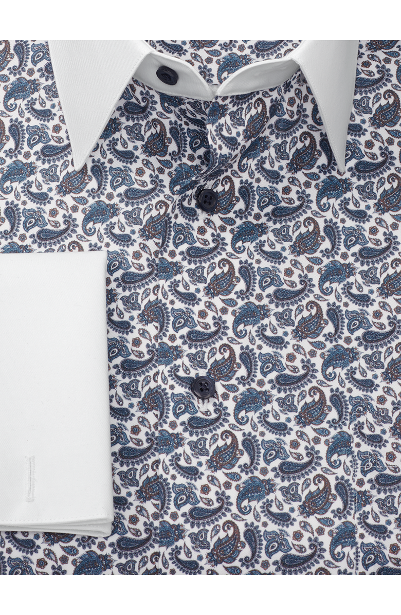 Paul Fredrick Comfort Stretch Non-iron Paisley Dress Shirt, Alternate, color, Blue/Brown