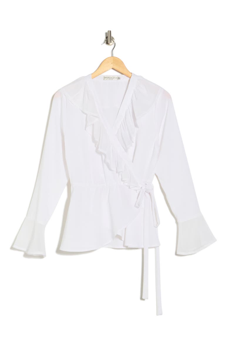 Ruffle Wrap Top, Alternate, color, WHITE