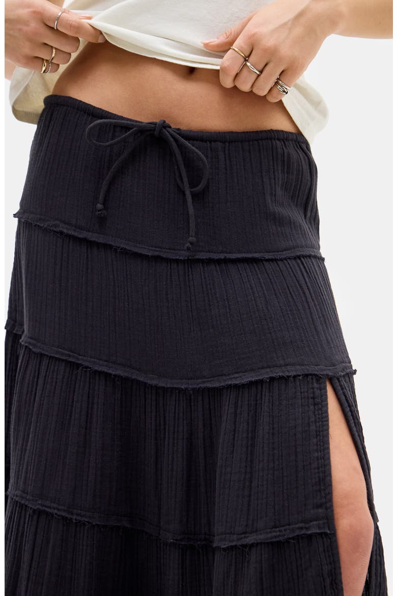 Sadie Tiered Cotton Maxi Skirt, Alternate, color, BLACK