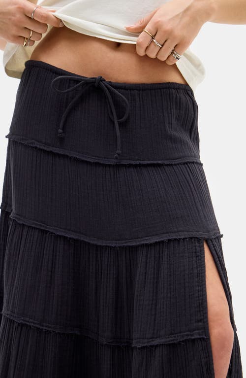 Bdg Urban Outfitters Sadie Tiered Cotton Maxi Skirt In Black