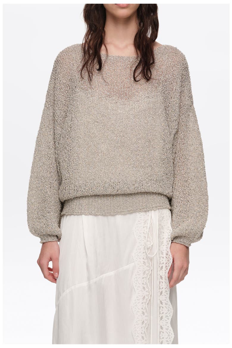 Metallic Batwing Sweater, Alternate, color, SILVER