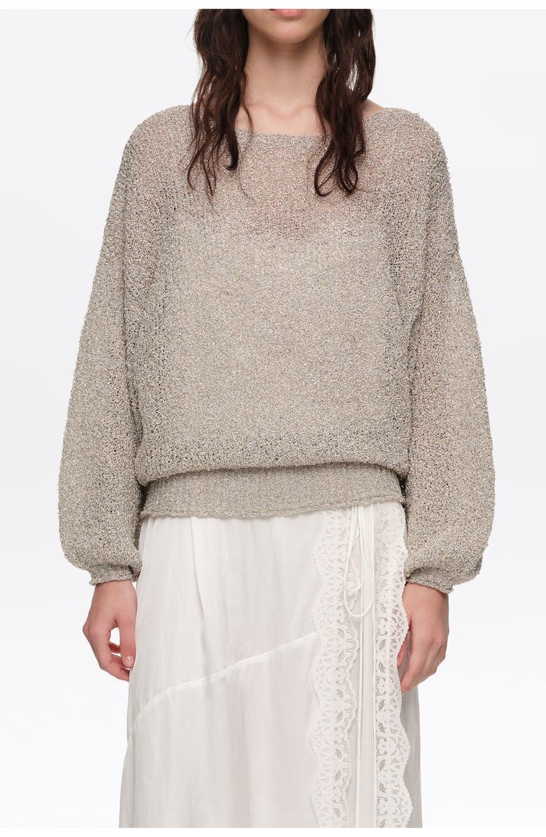 Bimba y Lola Metallic Batwing Sweater, Alternate, color, Silver