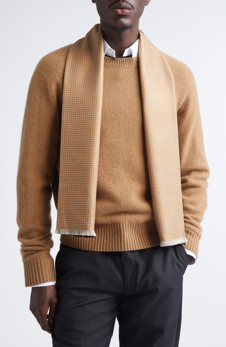 TOM FORD Jacquard Dash Mulberry Silk Scarf, Main, color, 1N001 Black