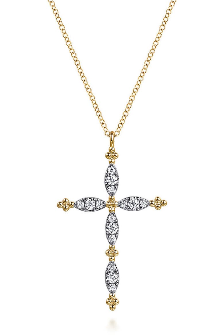 Bujukan Diamond Cross Pendant Necklace, Main, color, GOLD