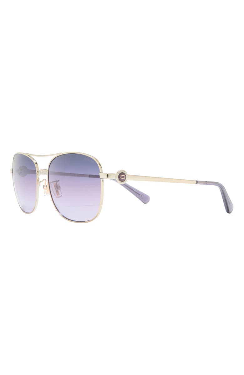 COACH 56mm Rectangle Downtown Sunglasses, Alternate, color, Shiny Gold
