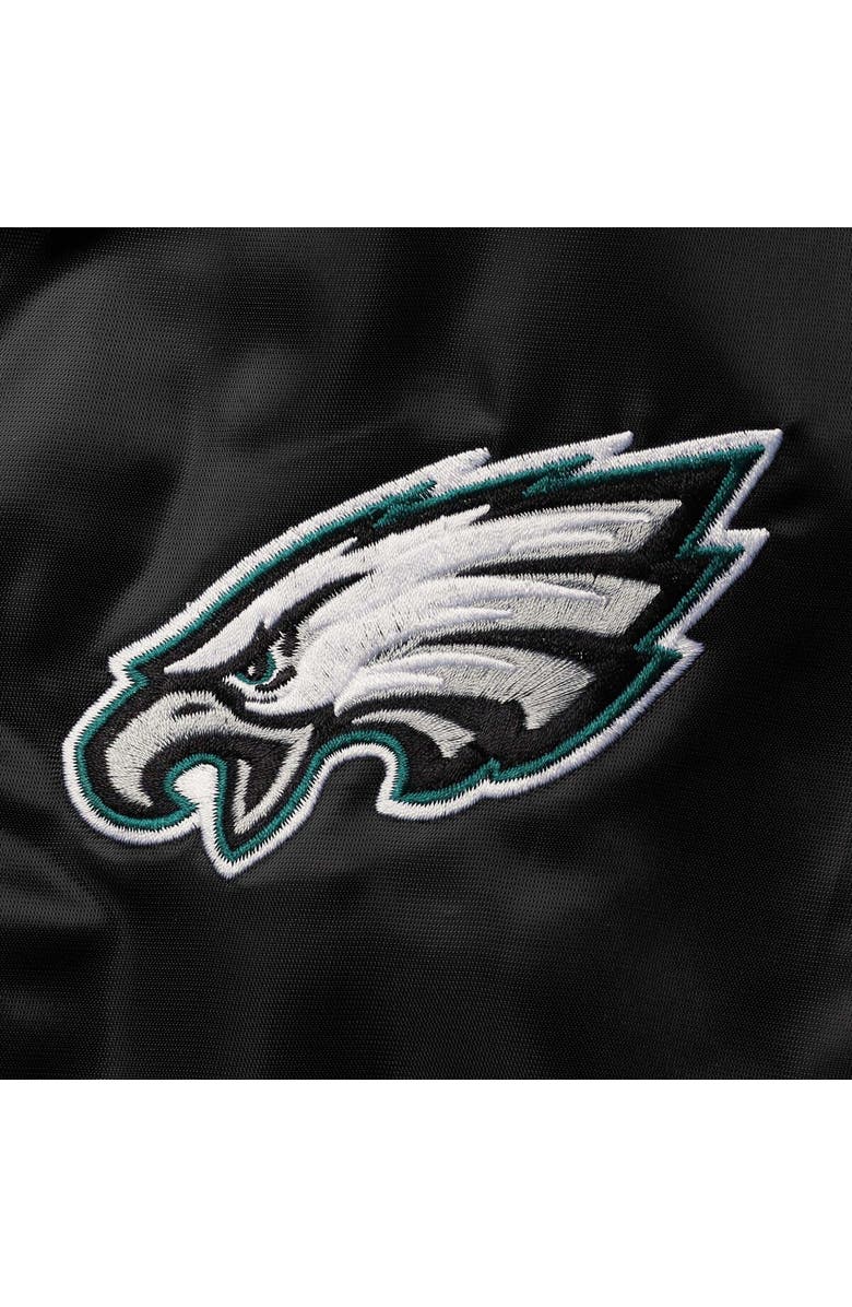 STARTER Men's Starter Black Philadelphia Eagles Locker Room Satin Varsity Full-Snap Jacket, Alternate, color,