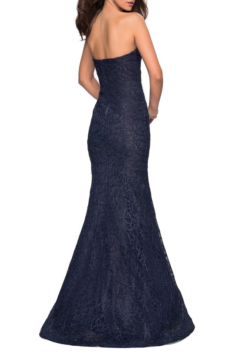La Femme Beaded Strapless Mermaid Gown, Alternate, color, 