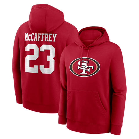 Men's Nike Christian McCaffrey Scarlet San Francisco 49ers Name & Number Hoodie