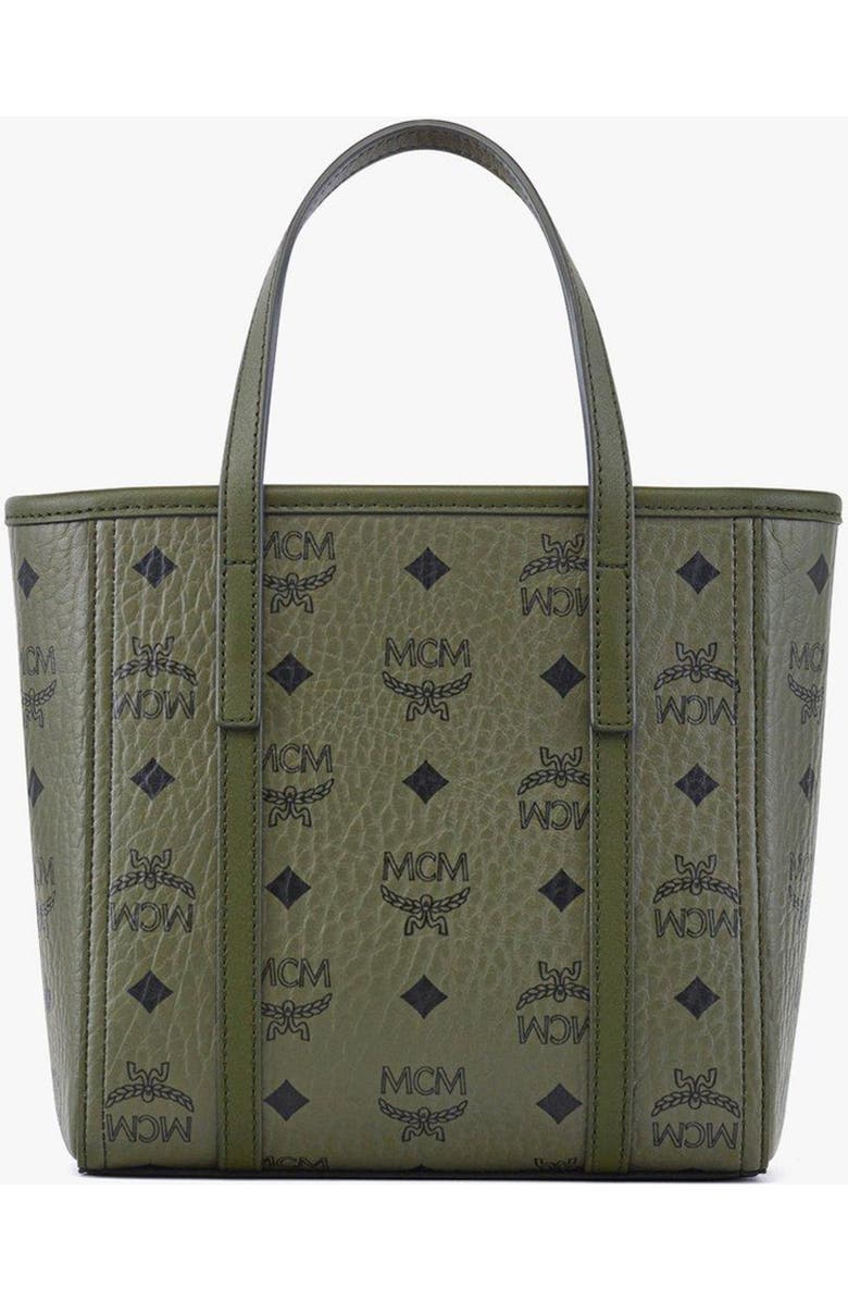 MCM Mini Toni Top-Zip Shopper in Visetos, Alternate, color, Green