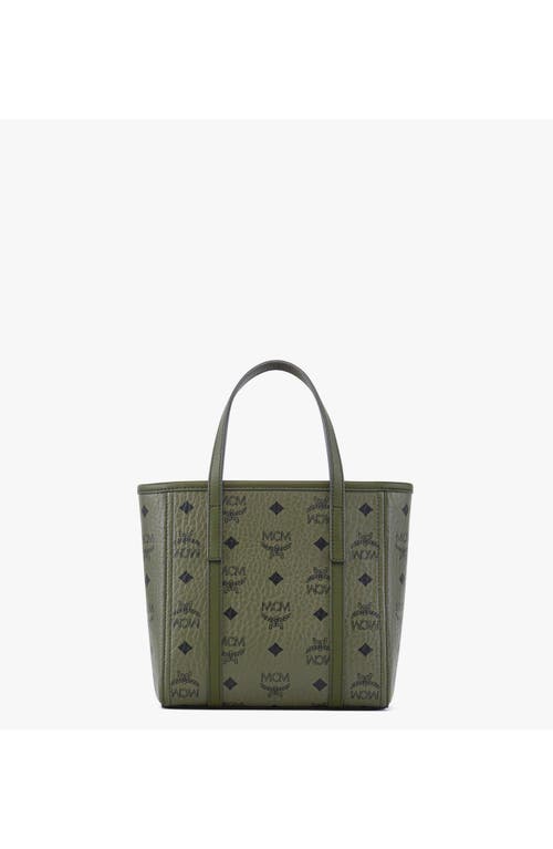Mcm Toni Mini Visetos Shopper Top-handle Bag In Green