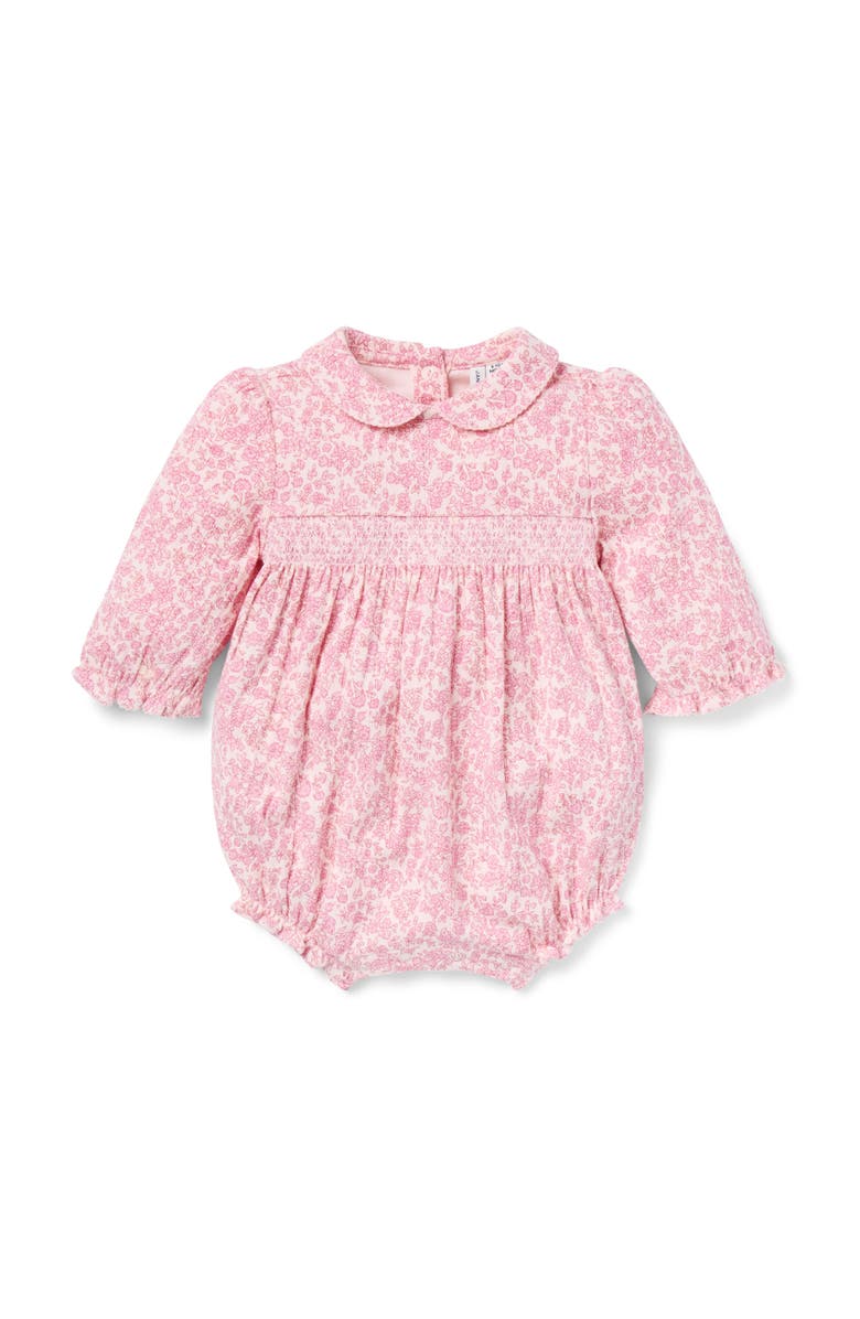 Janie and Jack Baby Ditsy Floral Smocked Romper, Main, color, Pink