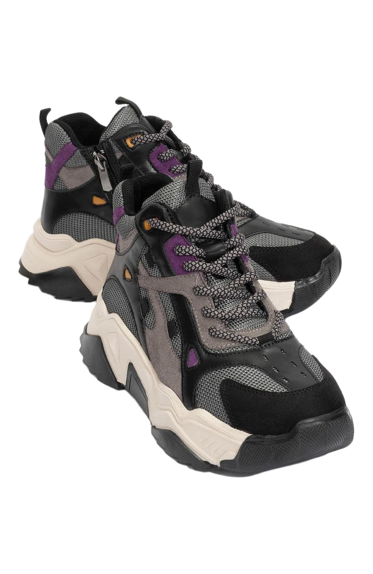 Prologue Shoes Lowel Sneaker Boot, Main, color, Black Faux Leather