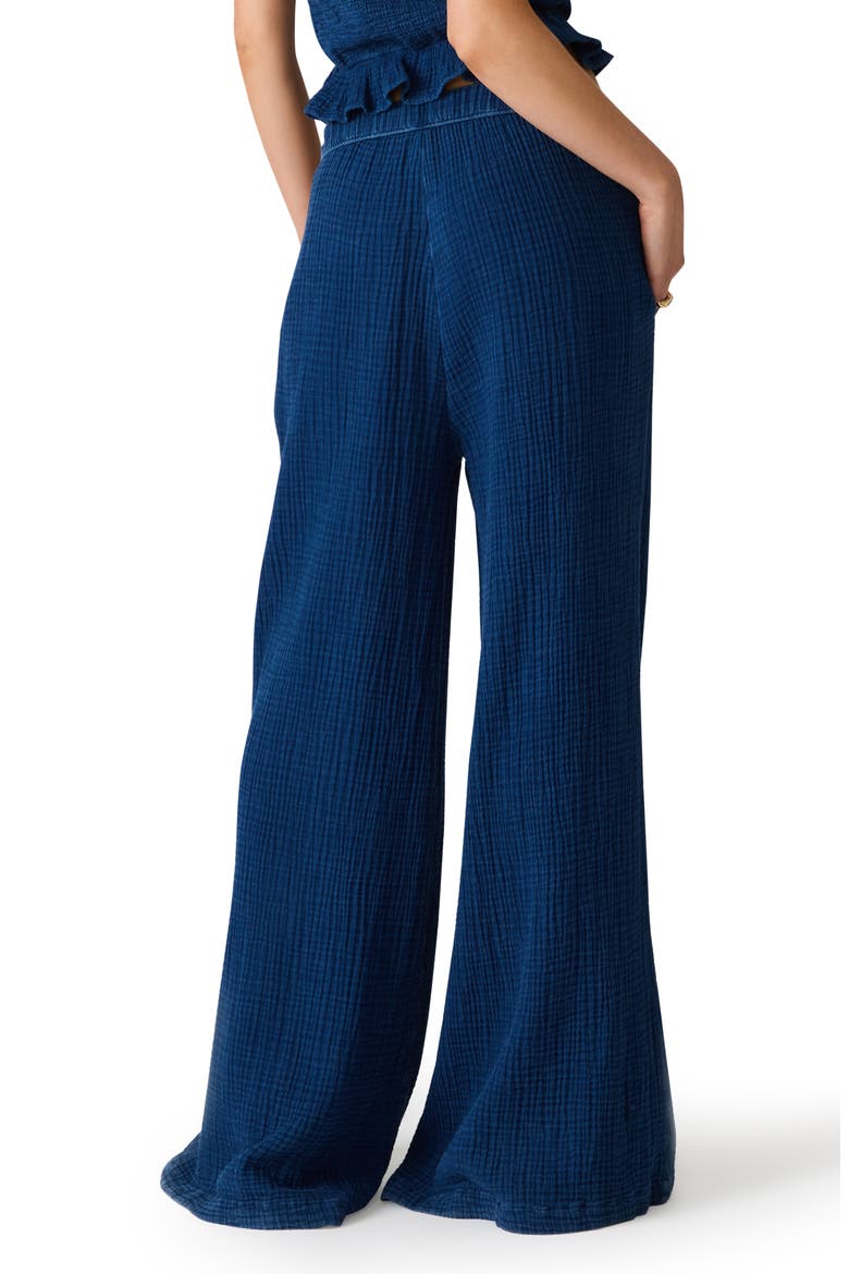 Harbor Cotton Blend Gauze Wide Leg Pants, Alternate, color, SOFT INDIGO