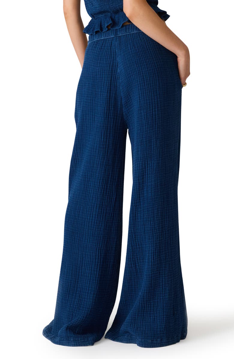 Steve Madden Harbor Cotton Blend Gauze Wide Leg Pants, Alternate, color, Soft Indigo