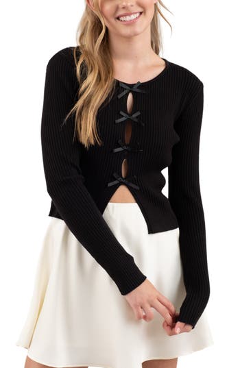 BLU PEPPER BLU PEPPER BOW EMBELLISHED PULLOVER SWEATER