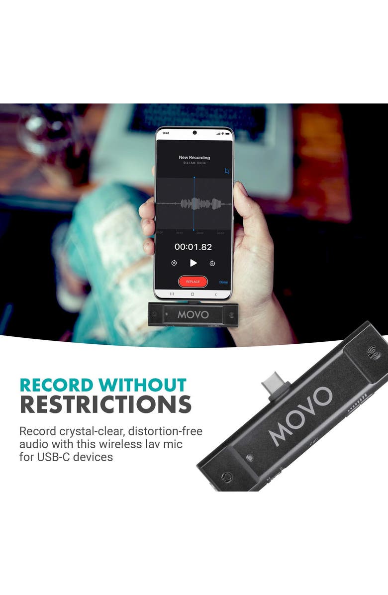 MOVO EDGE-UC-DUO Dual Wireless Lavalier Microphone System - Compatible with Android, Samsung, iPad Pro, Alternate, color, Black