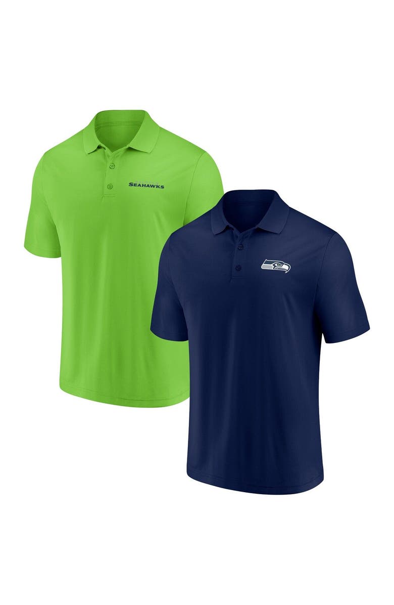 FANATICS Men's Fanatics Branded Navy/Neon Green Seattle Seahawks Dueling Two-Pack Polo Set, Main, color, 
