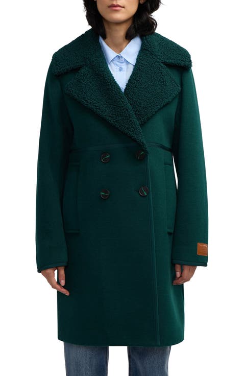 Runa Faux Shearling Collar Peacoat