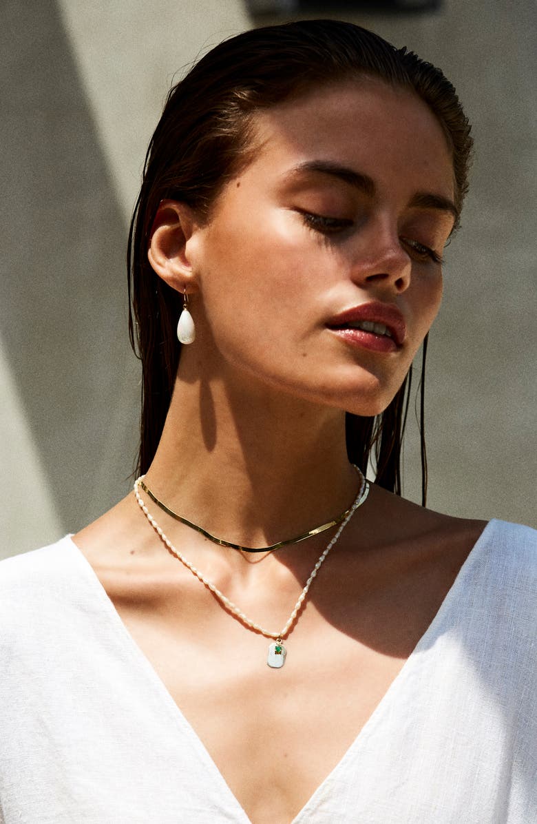 Loren Stewart ID Tag Pearl Necklace, Alternate, color, 