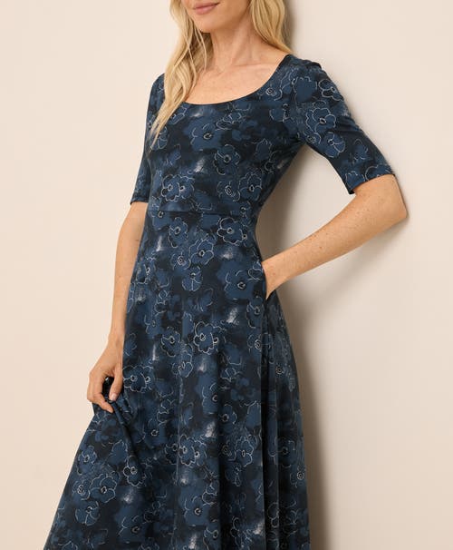 Pact Fit & Flare Signature Scoop Dress In Blue