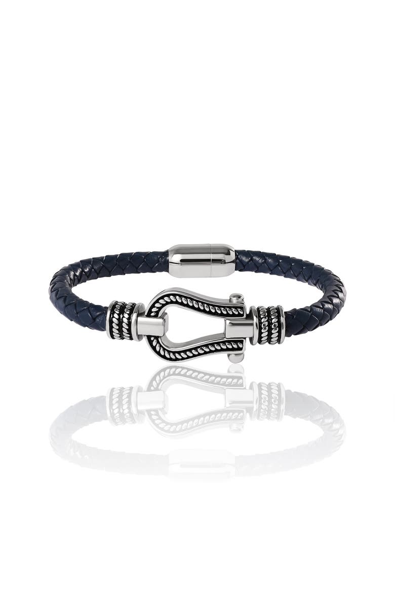 Lucky Brand Horseshoe Navy Cord Bracelet, Main, color, Navy Blue