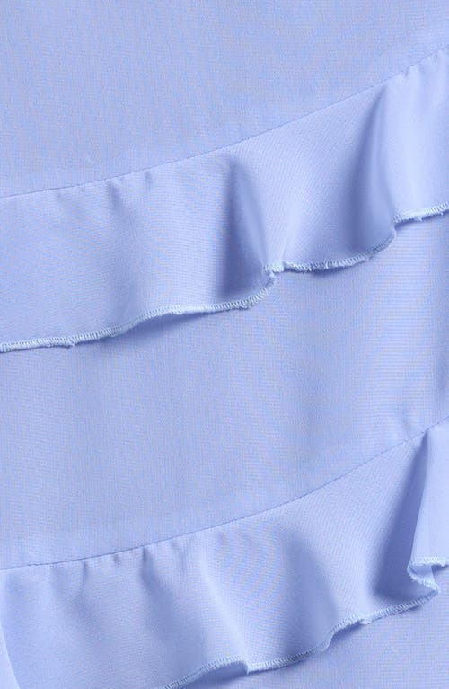 Ava & Yelly Kids' One-shoulder Ruffle Dress In Blue