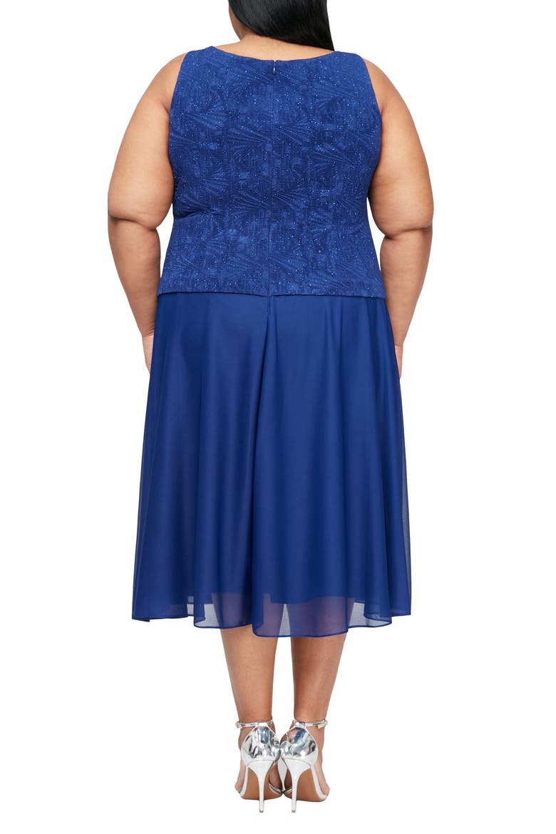 Glitter Mock Two-Piece Dress with Jacket, Alternate, color, ELECTRIC/ BLUE