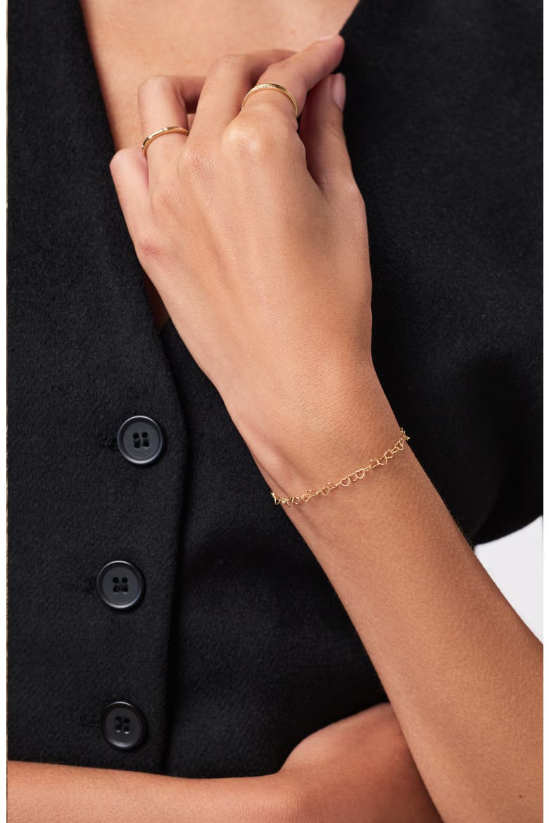 Solid Yellow Gold - Heart Chain Bracelet, Alternate, color, Gold
