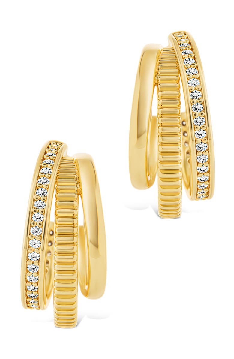 Sterling Forever Mixed Texture Triple Ring Hoop Earrings, Alternate, color, Gold