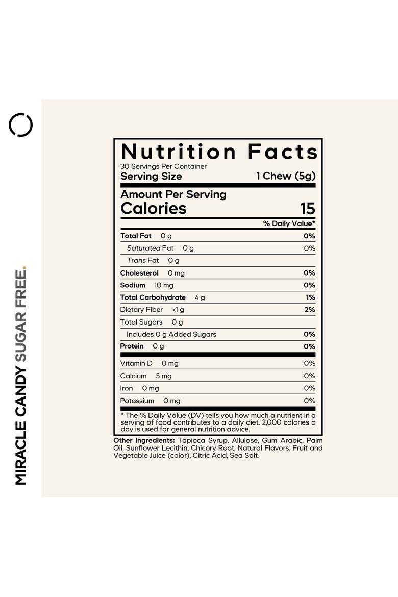 Miracle Candy Salted Caramel, Sugar-Free Soft Chews, Allulose, Prebiotic Fiber, Alternate, color, White