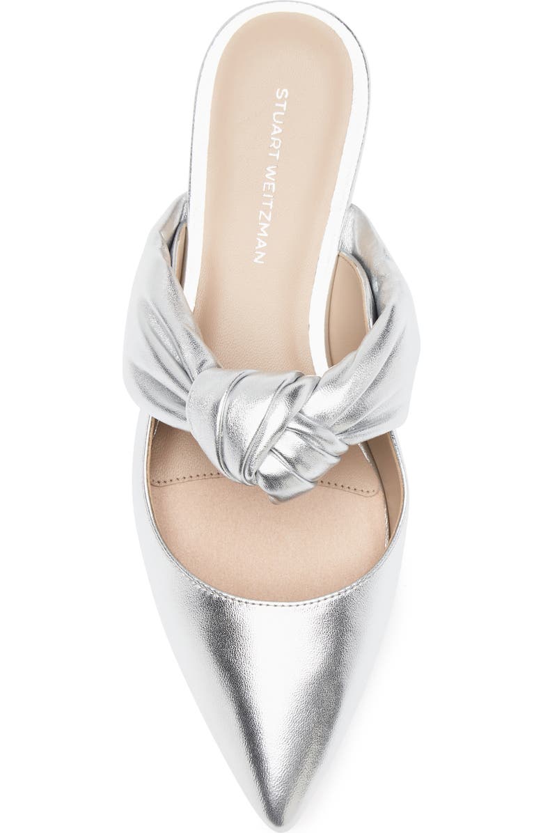 Stuart Weitzman Solange Knotted Mule, Alternate, color, Silver
