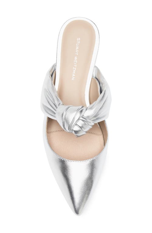 Stuart Weitzman Solange Knotted Mule In Silver