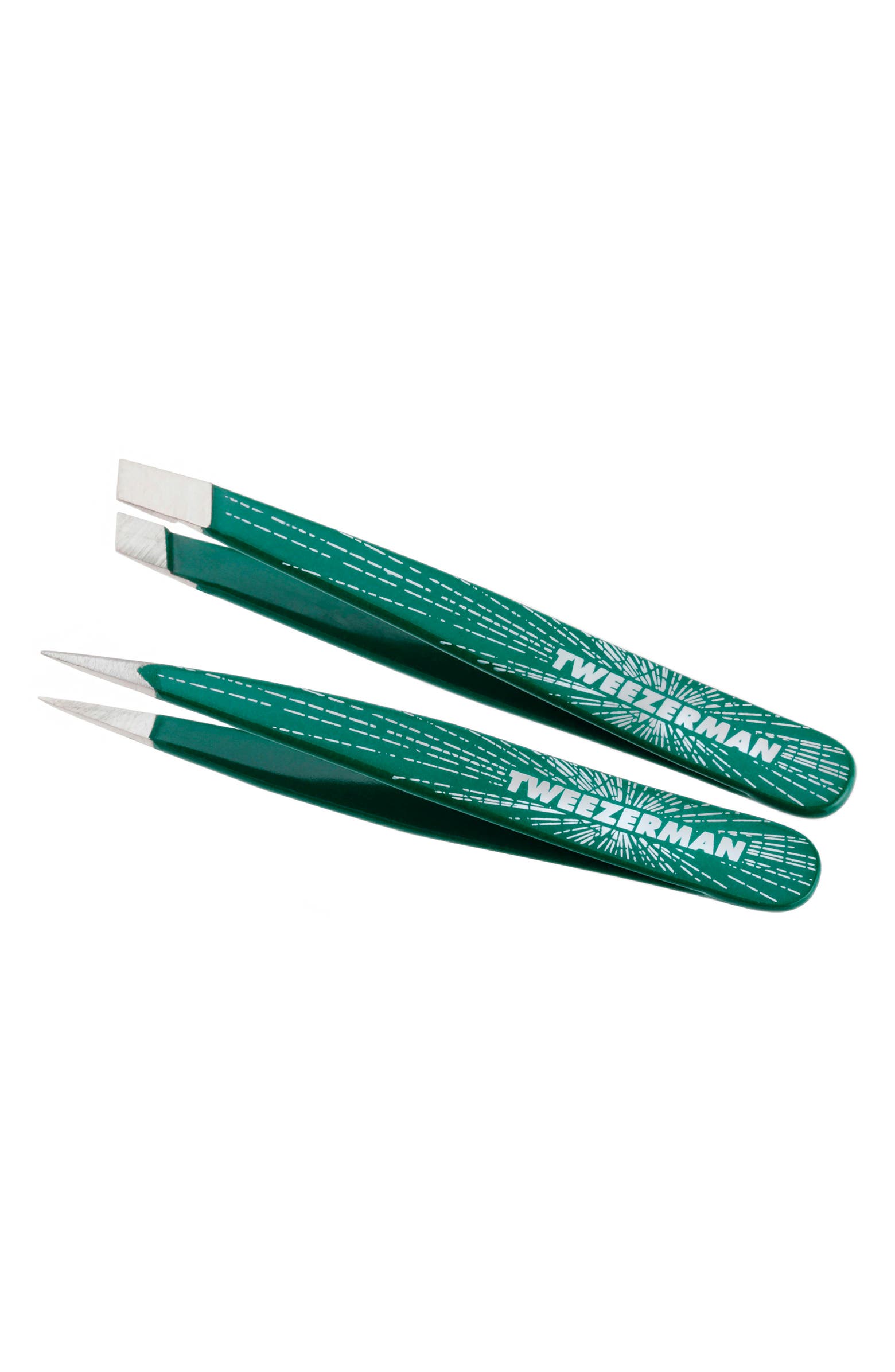 TWEEZERMAN Emerald Shimmer Micro Mini Slant & Point Tweezer Set ...
