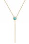 14K Gold Plated Sterling Silver Turquoise Flower & CZ Lariat Necklace