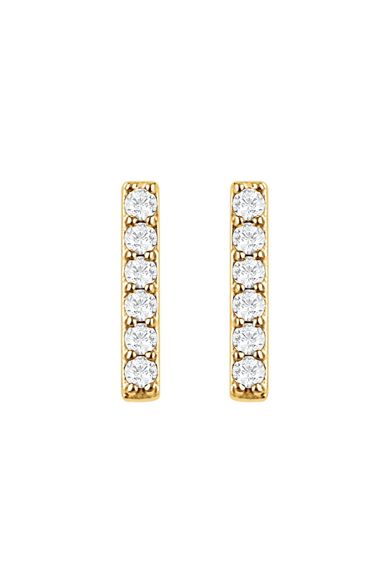 1/10 CT Natural Diamond Stud Bar Earrings in 14K Gold, Alternate, color, Gold